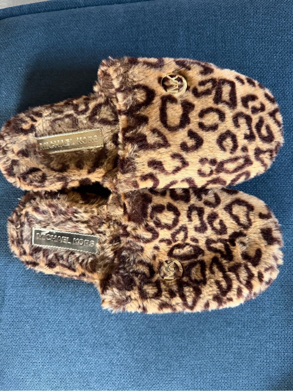 Michael Kors Leopard Print Fuzzy Slippers - Brown/Tan